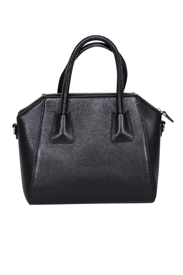 Current Boutique-Valentino by Mario Valentino - Black Pebbled Leather Large Satchel Bag