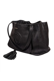 Current Boutique-Valentino by Mario Valentino - Black Pebbled Leather Tote Bag