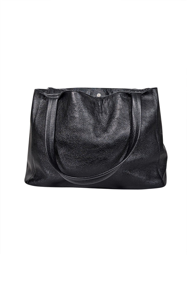 Current Boutique-Valentino by Mario Valentino - Black Pebbled Leather Tote Bag