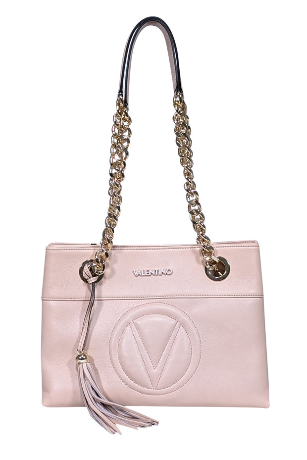 Current Boutique-Valentino by Mario Valentino - Blush Pink Leather Chain Strap Shoulder Bag