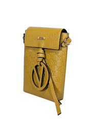 Current Boutique-Valentino by Mario Valentino - Mustard Yellow Embossed Logo Crossbody Bag