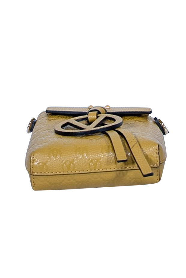 Current Boutique-Valentino by Mario Valentino - Mustard Yellow Embossed Logo Crossbody Bag