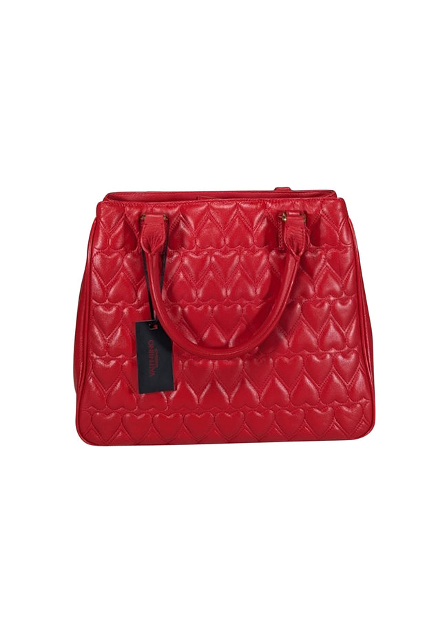 Current Boutique-Valentino by Mario Valentino - Red Leather Heart Quilted Satchel Bag