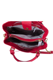 Current Boutique-Valentino by Mario Valentino - Red Leather Heart Quilted Satchel Bag