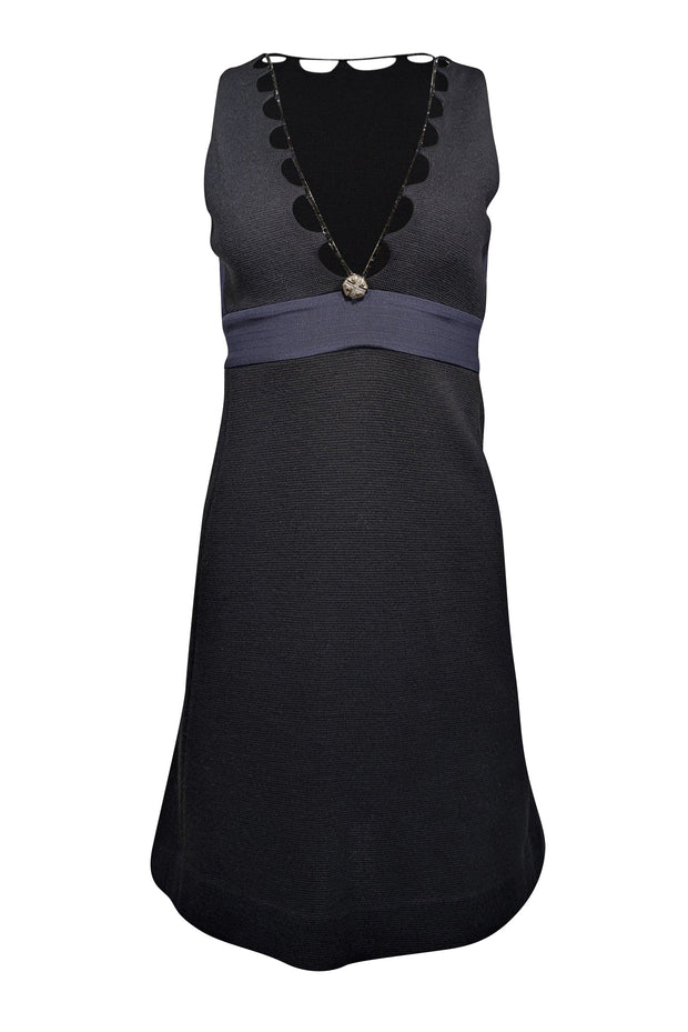 Current Boutique-Vena Cava - Black Knit Beaded V-Neckline Sleeveless Dress Sz 0