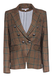 Current Boutique-Veronica Beard - Beige, Maroon, and Green Plaid Blazer Sz 10