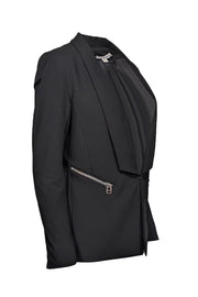 Current Boutique-Veronica Beard - Black Textured Blazer w/ Silver Zipper Detail Sz 6