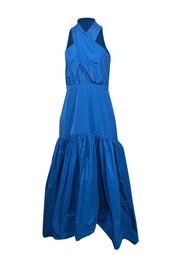 Current Boutique-Veronica Beard - Blue Taffeta Sleeveless High-Low Dress Sz 8