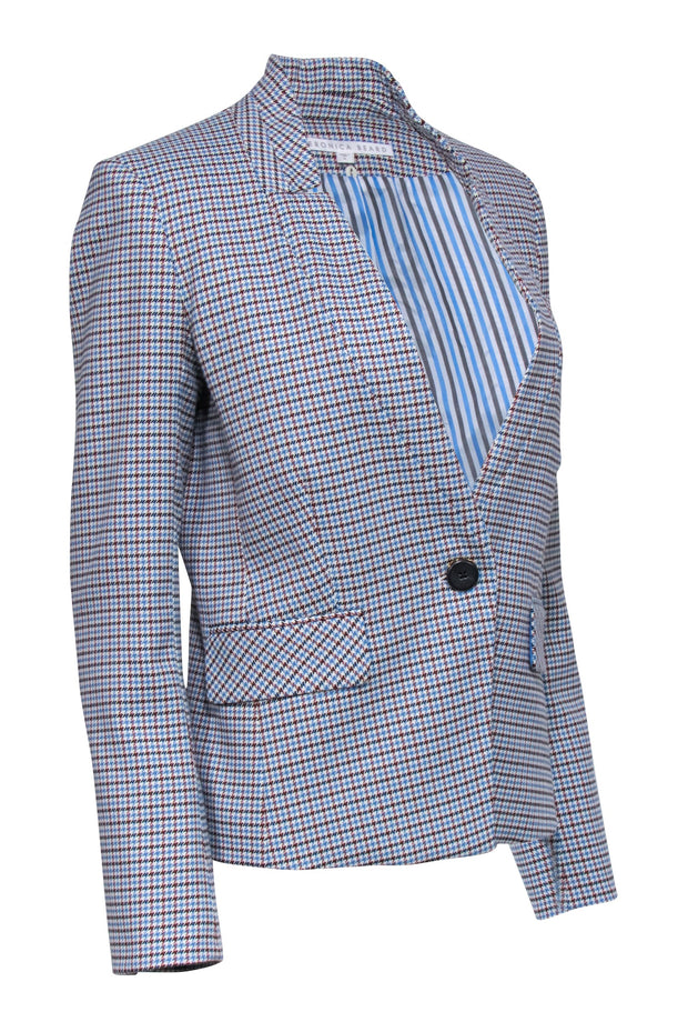 Current Boutique-Veronica Beard - Blue, White, & Tan Houndstooth Blazer Sz 6