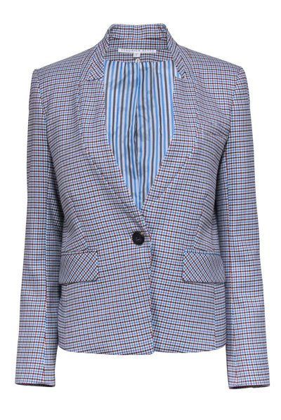 Current Boutique-Veronica Beard - Blue, White, & Tan Houndstooth Blazer Sz 6