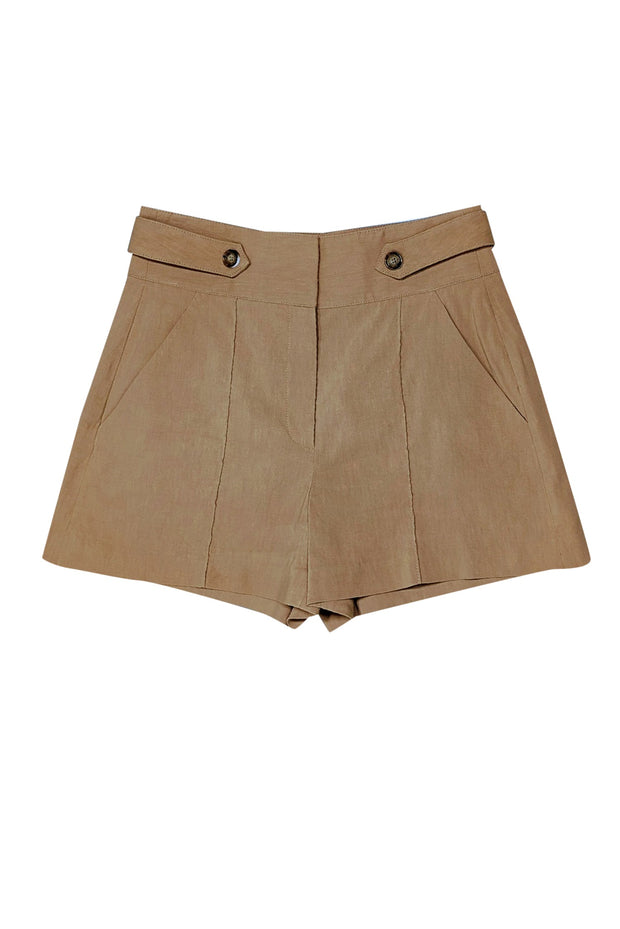 Current Boutique-Veronica Beard - Camel Brown Linen Blend Shorts Sz 4