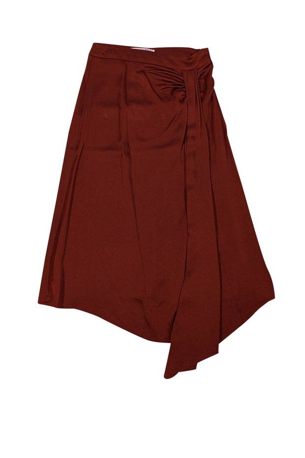 Current Boutique-Veronica Beard - Dark Red-Brown Draped Satin Skirt Sz 4