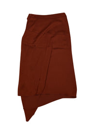 Current Boutique-Veronica Beard - Dark Red-Brown Draped Satin Skirt Sz 4