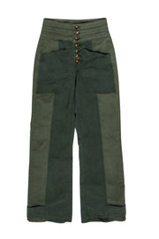 Current Boutique-Veronica Beard - Green Two-Tone Layered High-Waisted Pants Sz 00