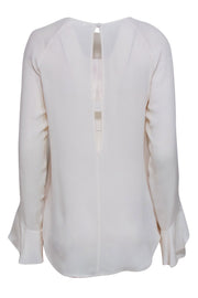 Current Boutique-Veronica Beard - Ivory Ruffled Blouse w/ Double Keyhole Back Sz 10