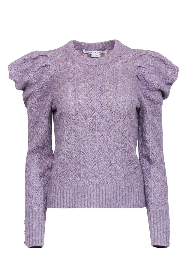 Current Boutique-Veronica Beard - Lilac Pointelle Puff Sleeve "Novah" Sweater Sz S