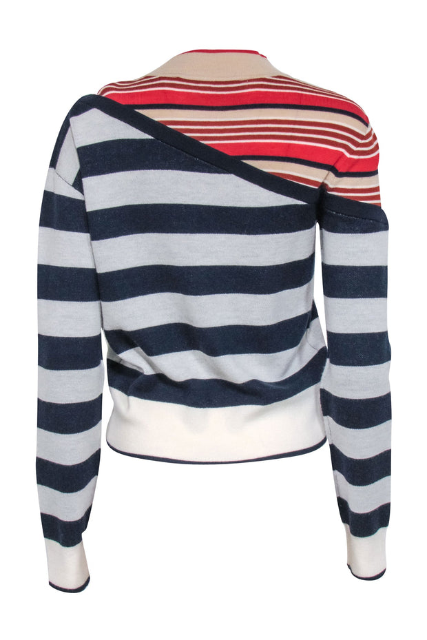 Current Boutique-Veronica Beard - Navy, Ivory & Red Stripe Wool Blend "Sheradin" Sweater Sz S