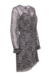 Current Boutique-Veronica Beard - Navy & Tan Paisley Print Silk Dress Sz 00