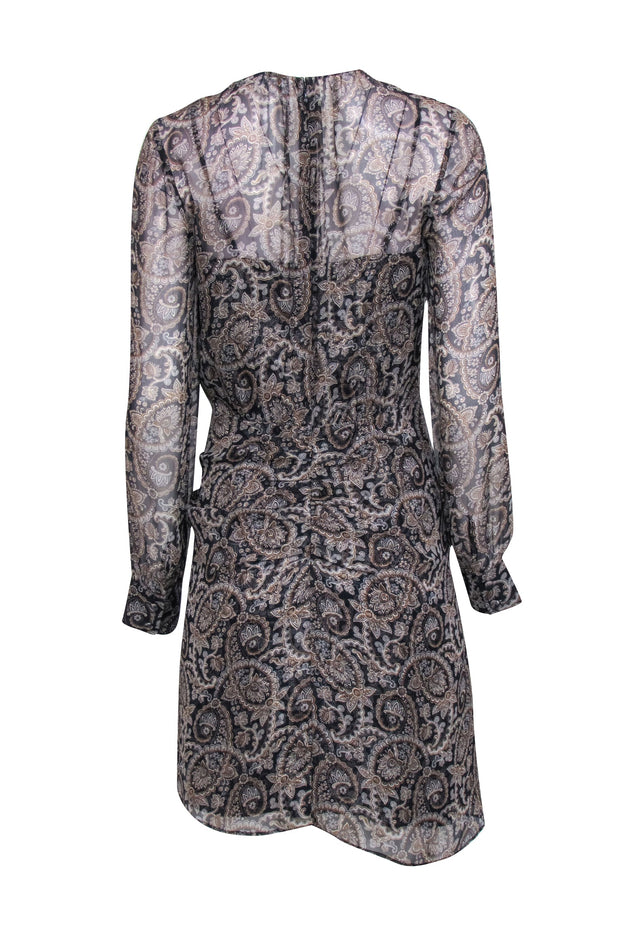 Current Boutique-Veronica Beard - Navy & Tan Paisley Print Silk Dress Sz 00