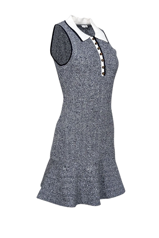 Current Boutique-Veronica Beard - Navy & White Knit Mini Polo Dress Sz M