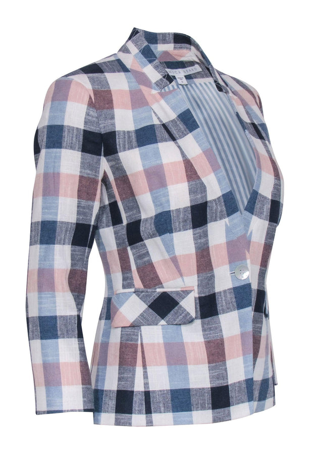 Current Boutique-Veronica Beard - Navy, White, & Pink Plaid Blazer Sz 0