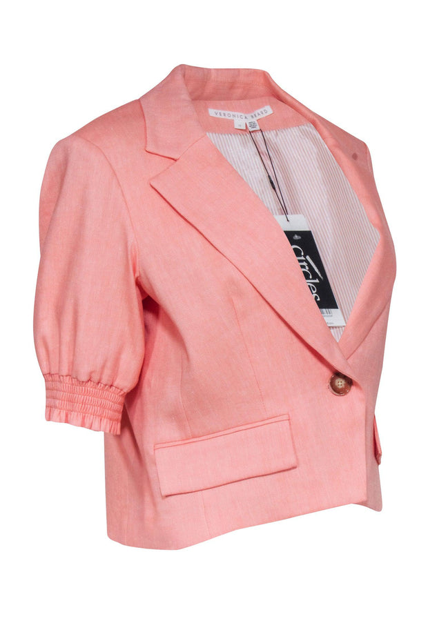 Current Boutique-Veronica Beard - Peach Cropped Linen Blend Blazer Sz 12