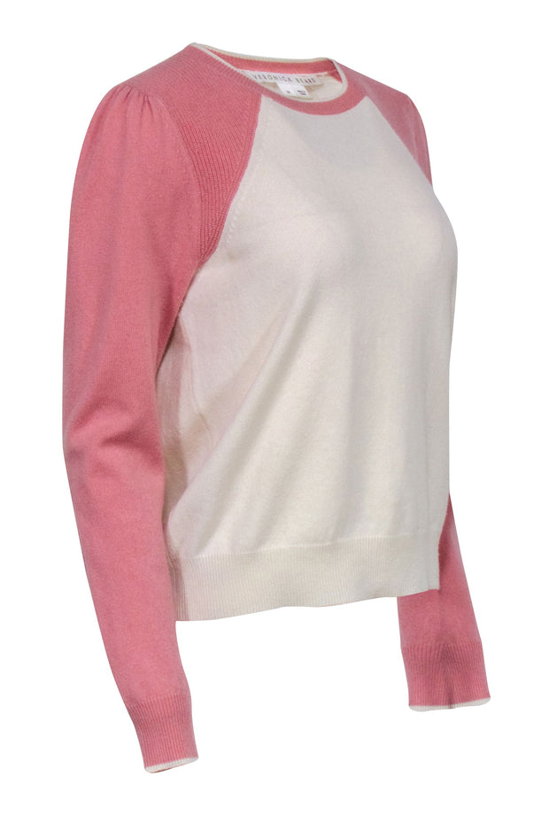 Current Boutique-Veronica Beard - Pink & Cream Cashmere Sweater Sz M