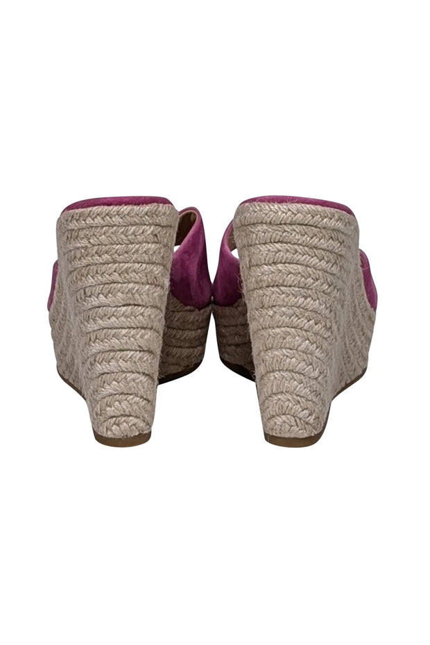 Current Boutique-Veronica Beard - Pink Suede Espadrille Wedge Mules Sz 8.5