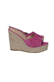 Current Boutique-Veronica Beard - Pink Suede Espadrille Wedge Mules Sz 8.5