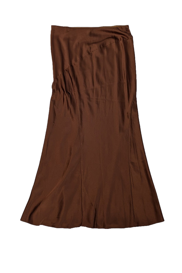 Current Boutique-Veronica Beard - Rust Brown Silk Blend Slip Skirt Sz 0