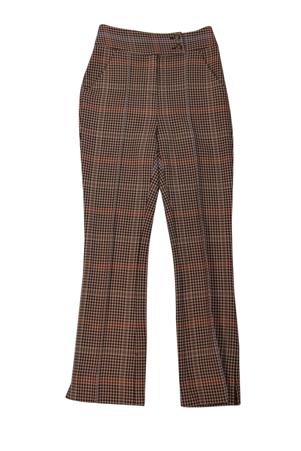 Current Boutique-Veronica Beard - Tan, Brown, Red, & Blue Houndstooth Dress Pants Sz 00