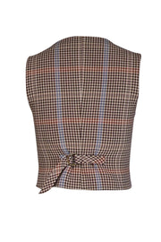 Current Boutique-Veronica Beard - Tan, Brown, Red, & Blue Houndstooth Vest Sz 00