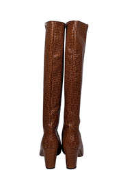 Current Boutique-Veronica Beard - Terracotta Croc-Embossed Patent Leather Tall Boots Sz 10.5