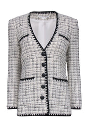 Current Boutique-Veronica Beard - White & Black Tweed Button Front Tweed Blazer Sz 6