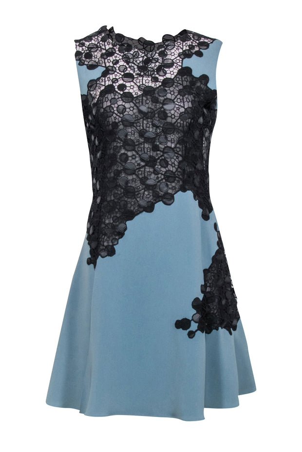 Current Boutique-Versace - Blue w/ Black Lace Sleeveless Dress Sz 8