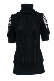 Current Boutique-Versace Collection - Black Knitted Dress w/ Cut-Out Shoulders Sz XS