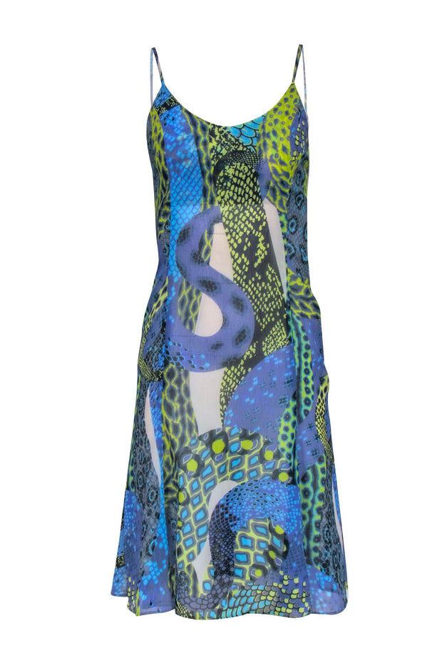 Current Boutique-Versace Jeans Couture - Blue & Green Python Print Sleeveless Dress Sz 4