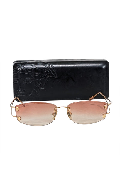 Current Boutique-Versace - Orange Ombre Lens Frameless Sunglasses