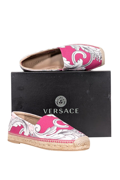 Current Boutique-Versace - Pink Print Espadrille Flats Sz 9