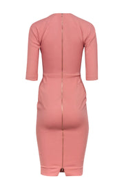 Current Boutique-Victoria Beckham - Pink Cropped Sleeve V-neckline Dress Sz 4