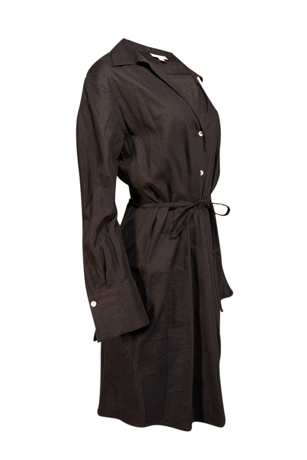 Current Boutique-Vince - Black Linen Blend Long Sleeve Shirtdress Sz L