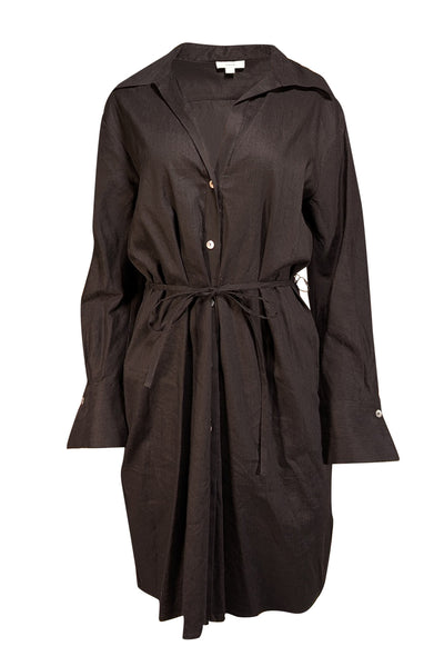 Current Boutique-Vince - Black Linen Blend Long Sleeve Shirtdress Sz L