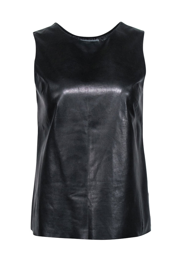 Current Boutique-Vince - Black Sleeveless Lamb Leather Tank Sz 6