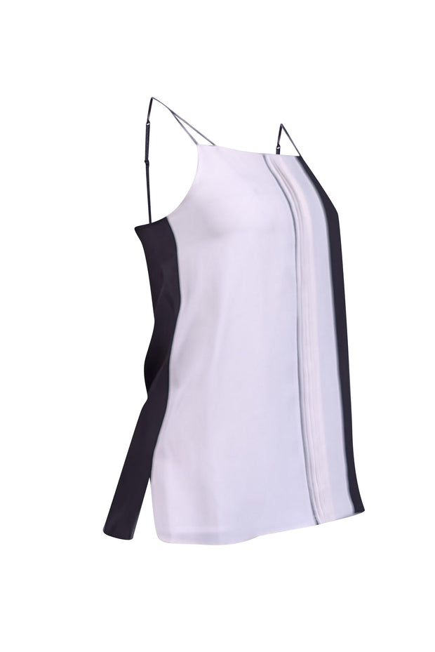 Current Boutique-Vince - Black & White Color Block Silk Cami w/ Eyelet Detail Sz XXS