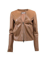 Current Boutique-Vince - Camel Brown Leather Jacket Sz S