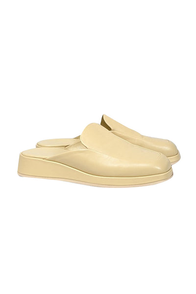 Current Boutique-Vince - Cream Leather Slip On Mules Sz 8