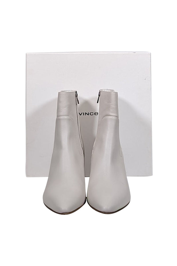 Current Boutique-Vince - Ivory Leather "Meta" Short Boots Sz 8.5