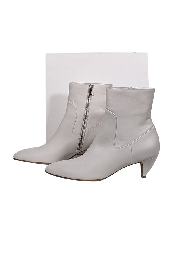 Current Boutique-Vince - Ivory Leather "Meta" Short Boots Sz 8.5