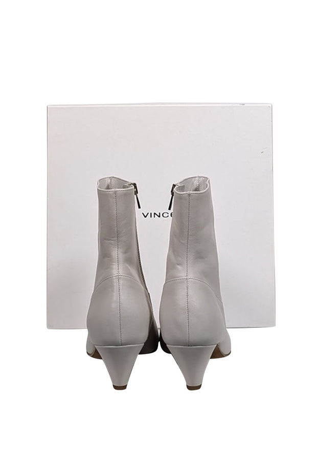 Current Boutique-Vince - Ivory Leather "Meta" Short Boots Sz 8.5