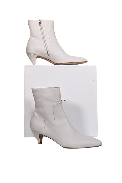 Current Boutique-Vince - Ivory Leather "Meta" Short Boots Sz 8.5